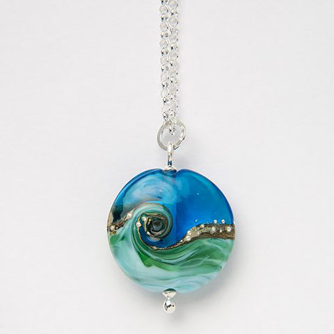 Beach Art Glass - Deep Blue Lentil Necklace
