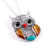 Sterling Silver Owl Necklace with Amber & Turquoise