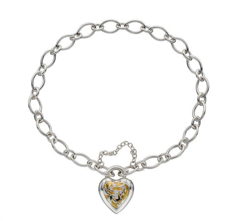 Sterling Silver and Yellow Gold Plate Padlock Bracelet
