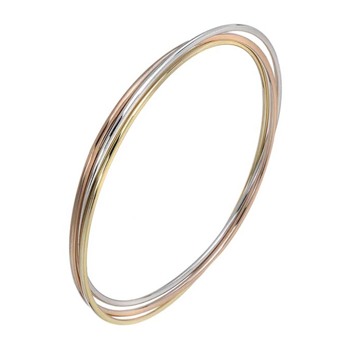 9ct 3 Colour Entwined Solid Bangle