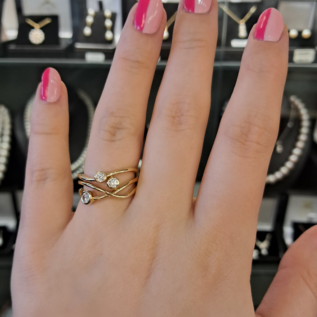 18ct Yellow Gold Diamond Bubble Ring