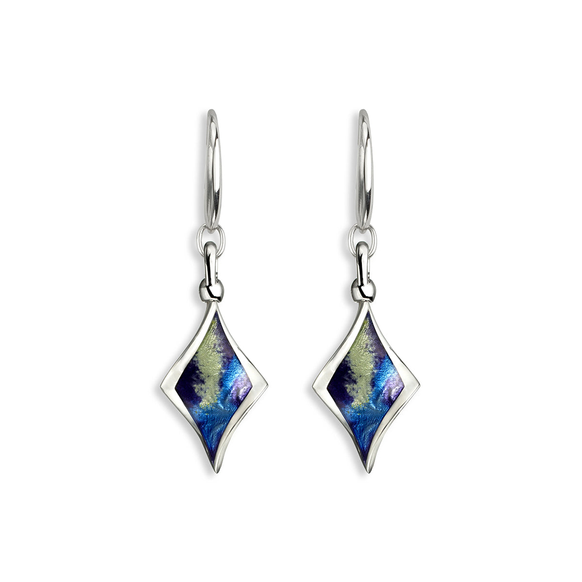 Sterling Silver & Enamel Blue Aurora Drop Earrings