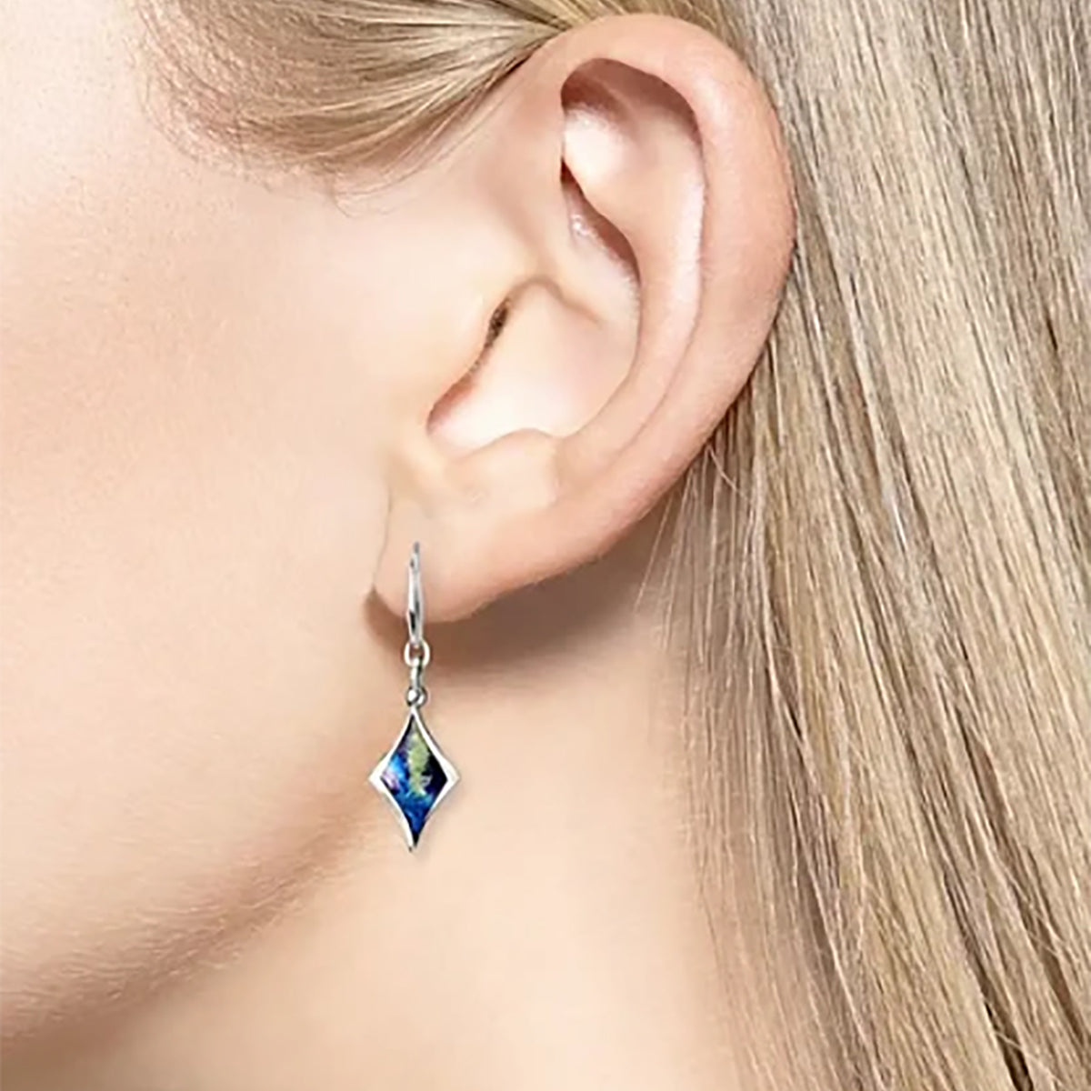 Sterling Silver & Enamel Blue Aurora Drop Earrings