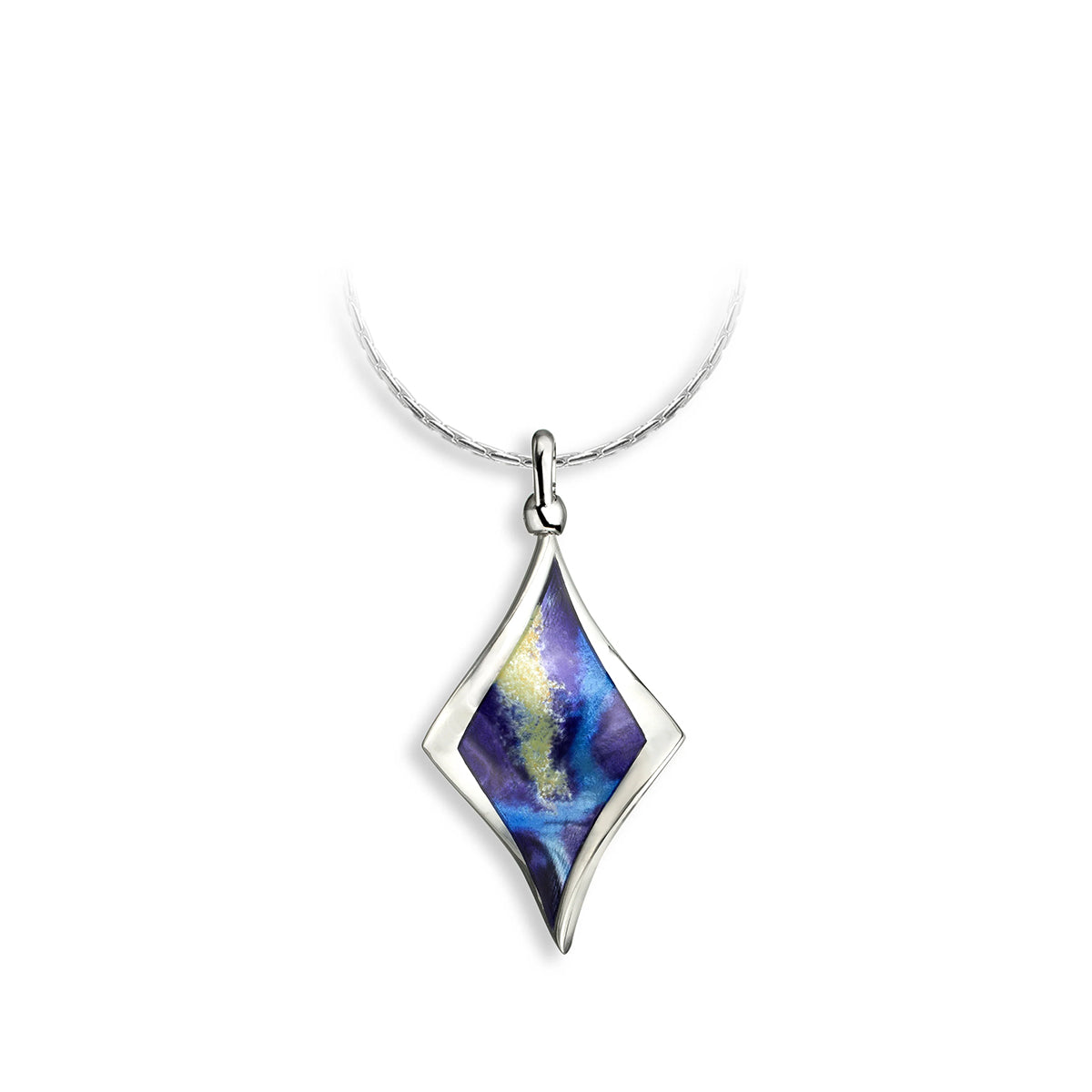 Sterling Silver & Enamel Blue Aurora Pendant Necklace