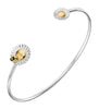 Sterling Silver and Gold Plate Daisy and Bee Torque Bangle