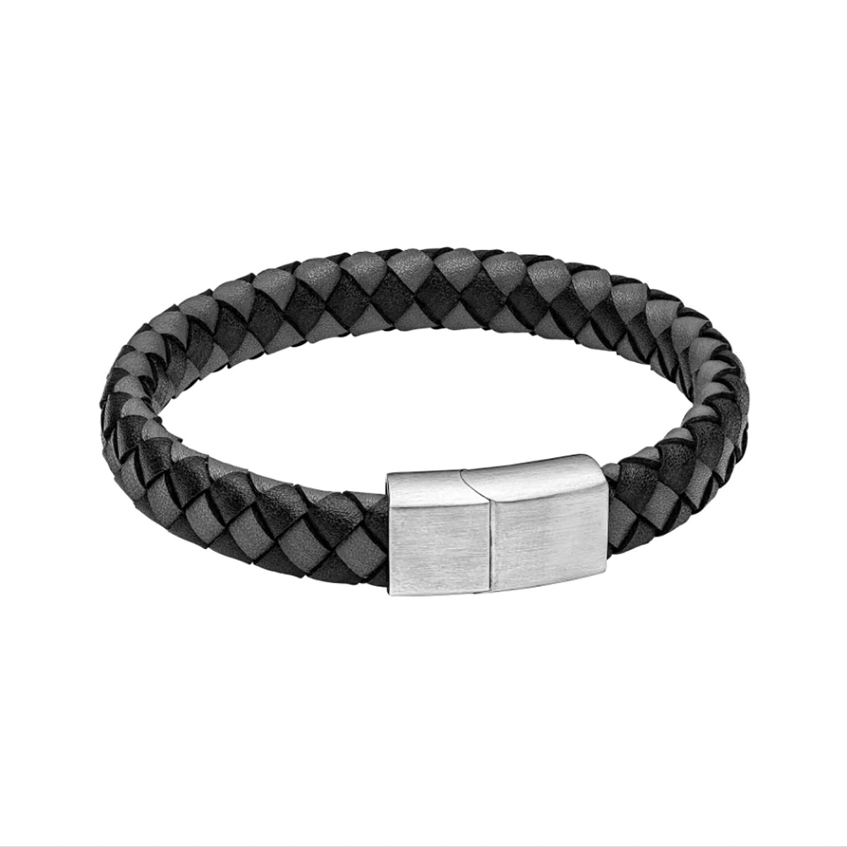 Checkerboard Leather & Stainless Steel Bracelet