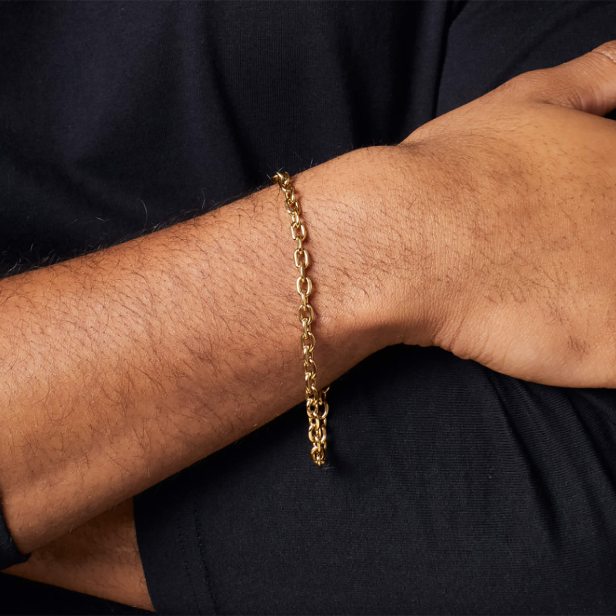 Stainless Steel & Gold Plated Cable Link Bracelet