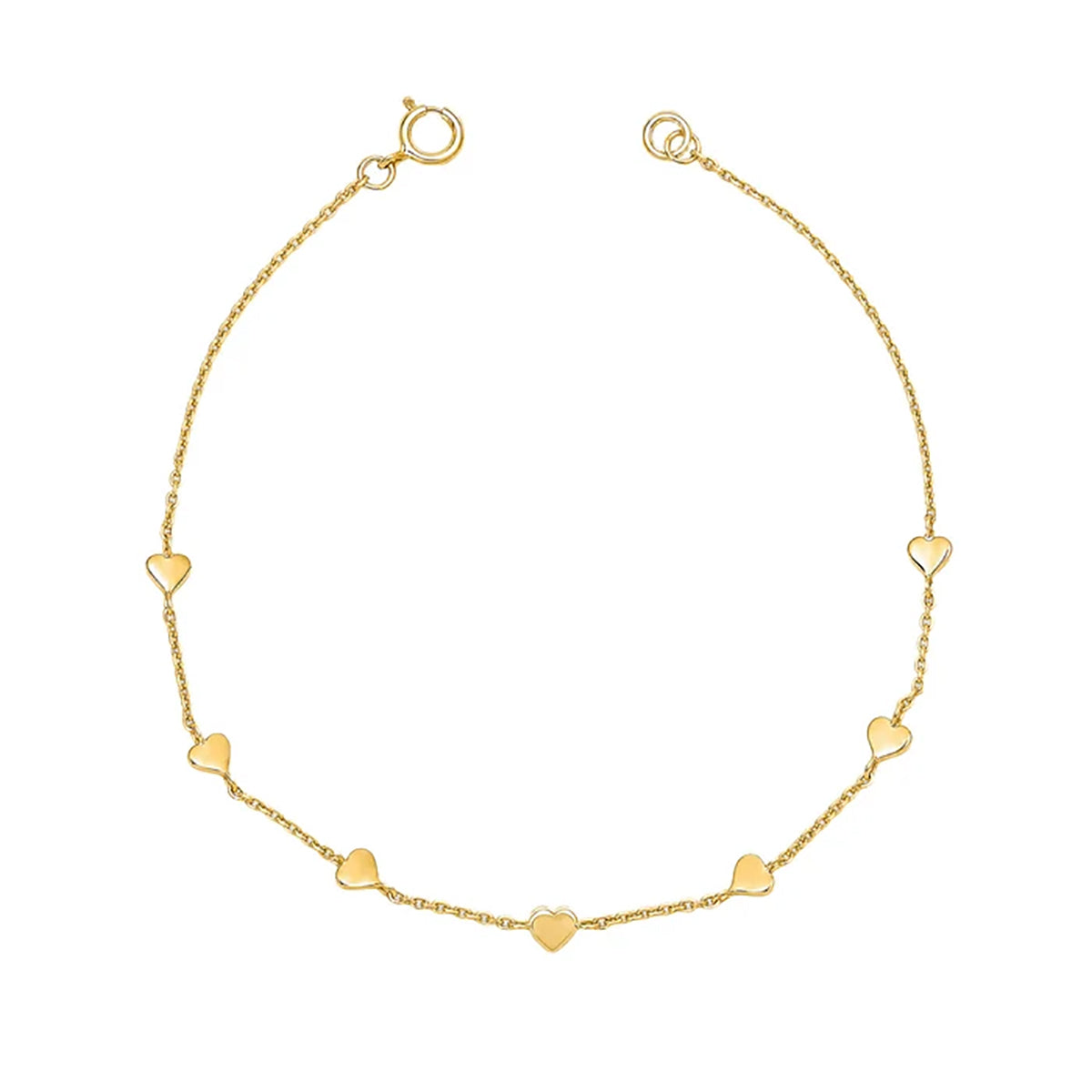 Sterling Silver & Gold Plated Heart Station Bracelet