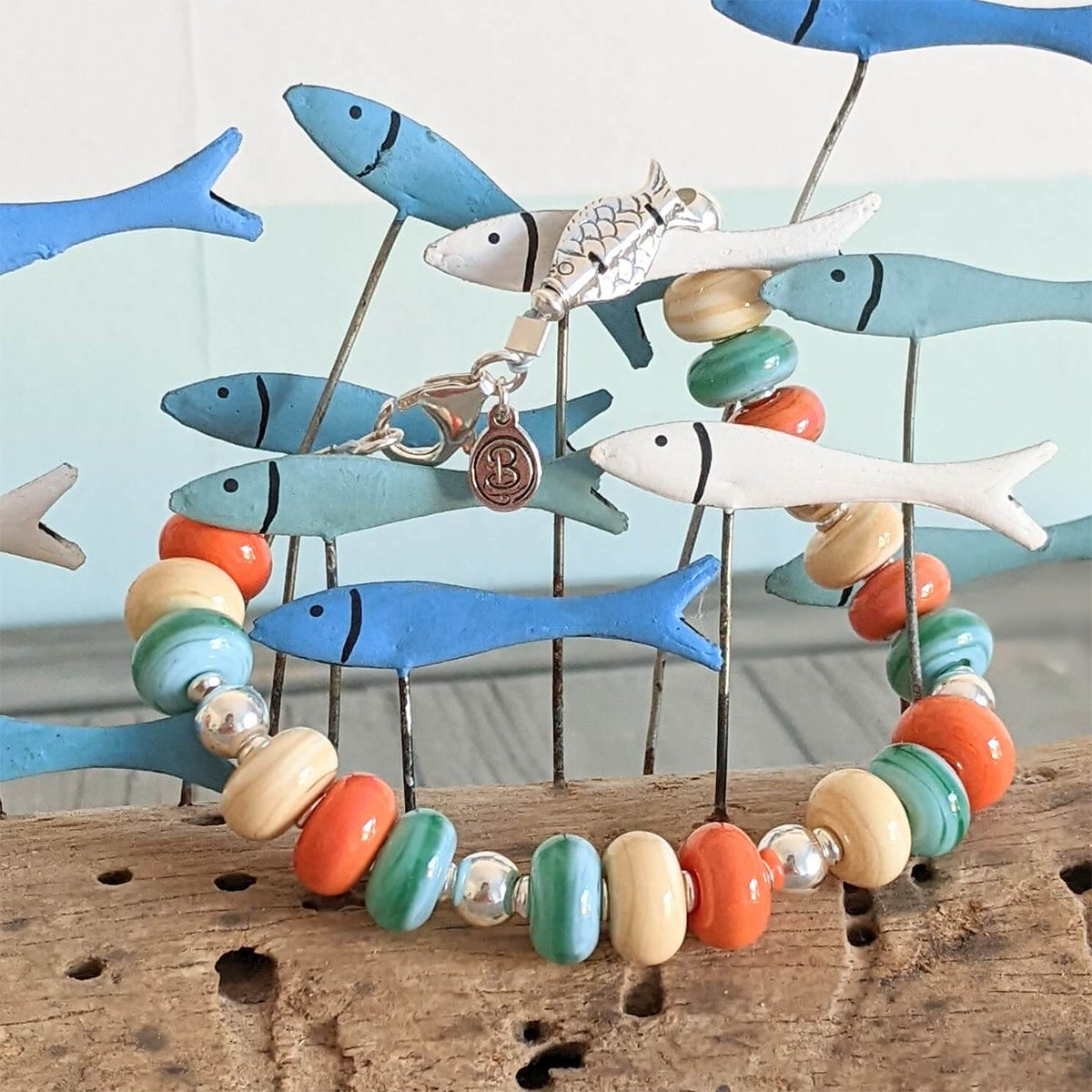 Beach Art Glass - Beachy Fish Bracelet