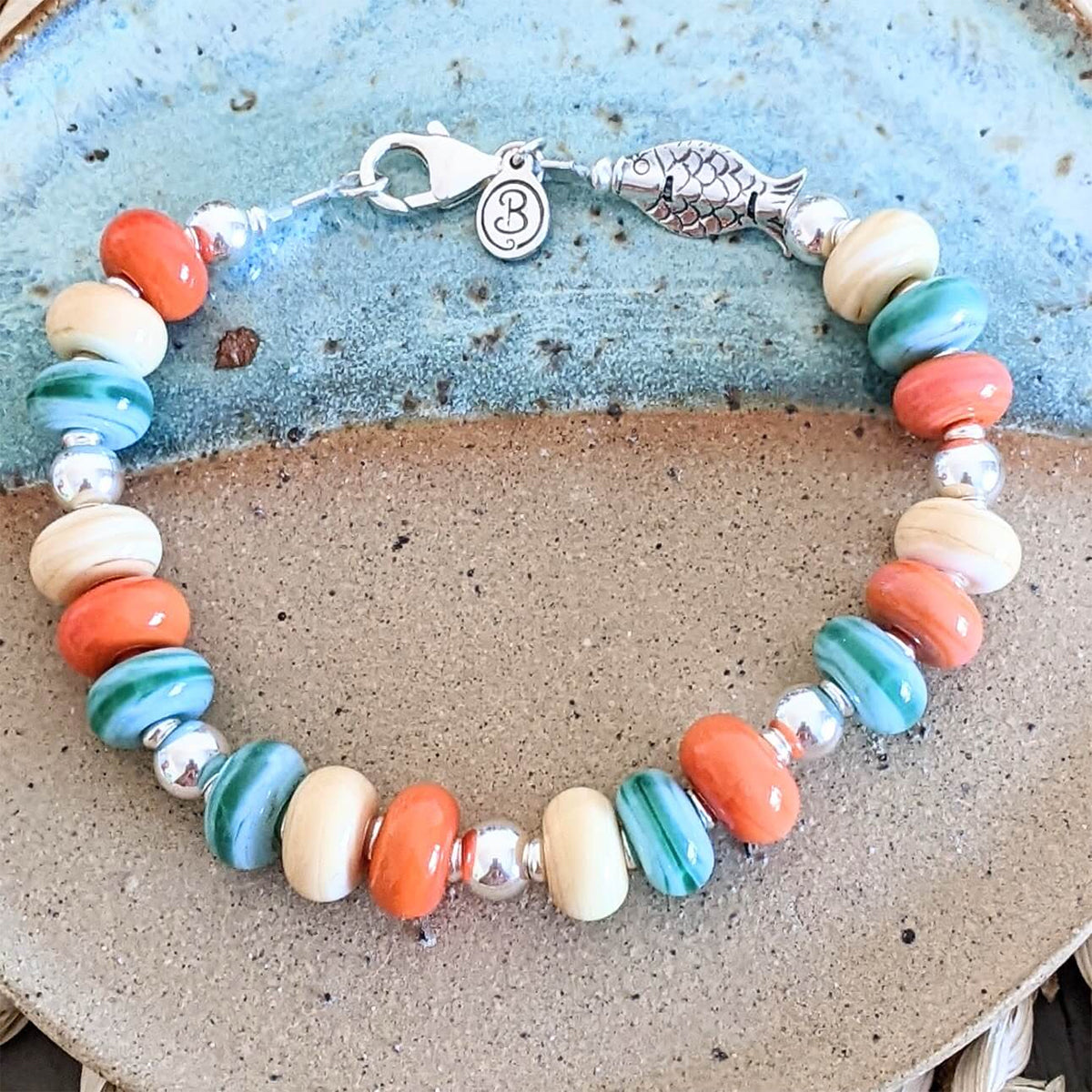 Beach Art Glass - Beachy Fish Bracelet