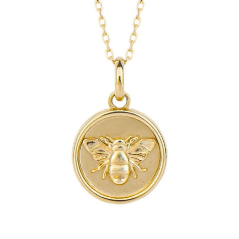 9ct Yellow Gold Bee Medallion Pendant