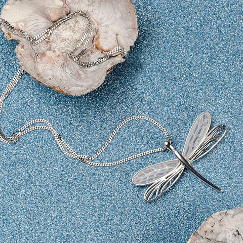 Sterling Silver Blue Lace Agate Dragonfly Necklace