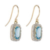 9ct Yellow Gold Blue Topaz and Diamond Cluster Earrings