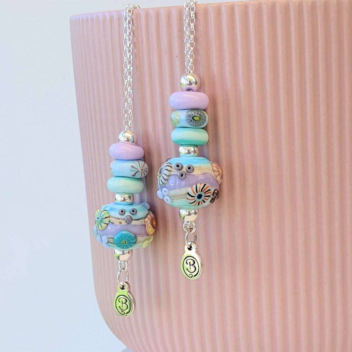 Beach Art Glass - Coastal Path Beach Ball Necklace