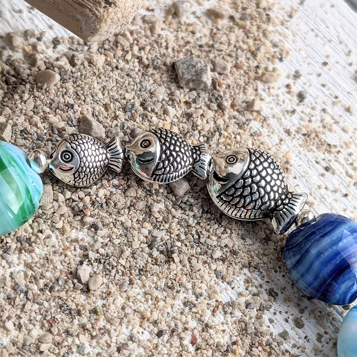 Beach Art Glass - Coastline All the Fishies Bracelet
