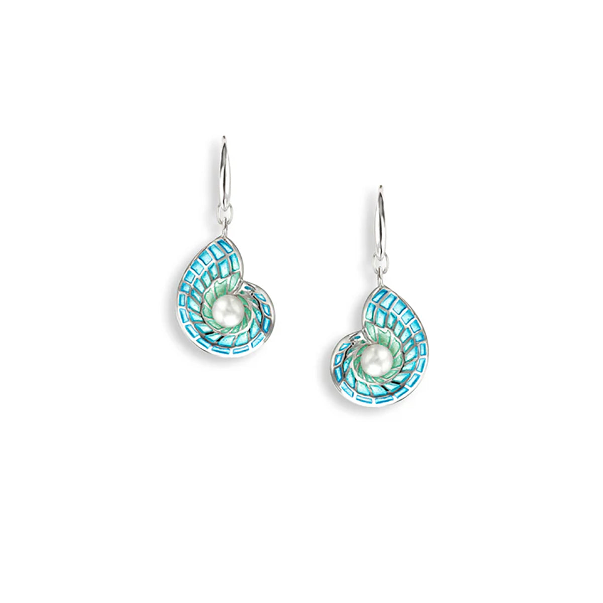 Nicole Barr Plique-a-Jour Nautilus Shell Drop Earrings