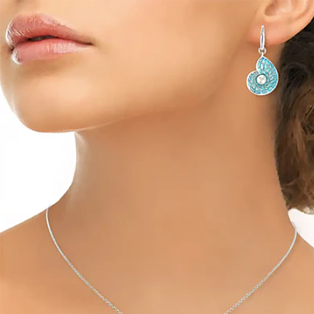 Nicole Barr Plique-a-Jour Nautilus Shell Drop Earrings