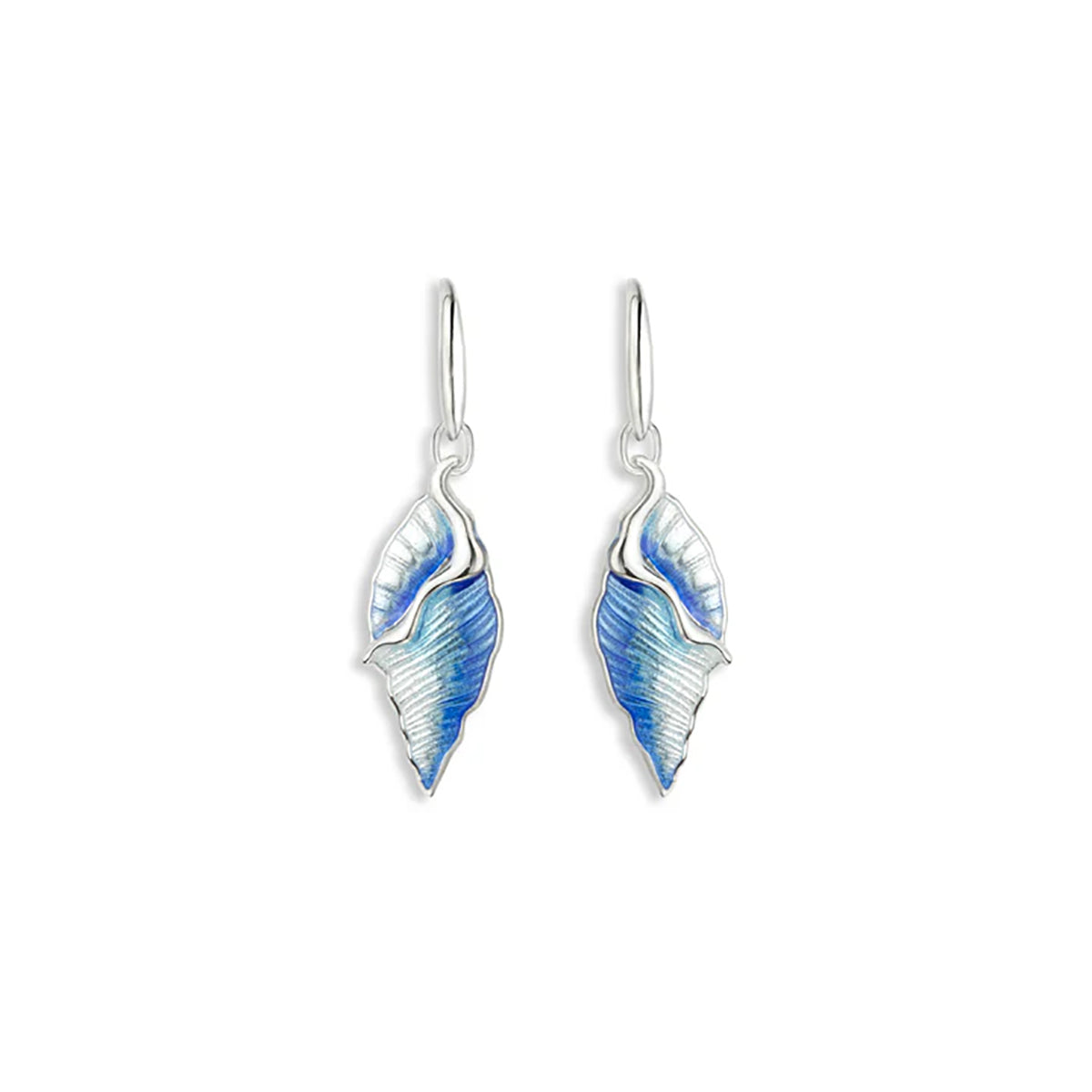Nicole Barr Fine Enamel Blue Conch Shell Drop Earrings