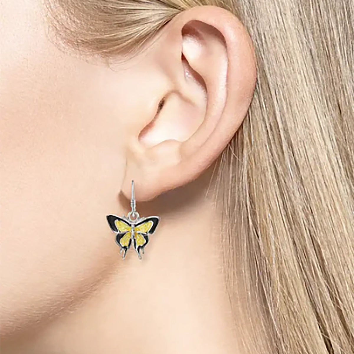 Nicole Barr Enamel Butterfly Drop Earrings