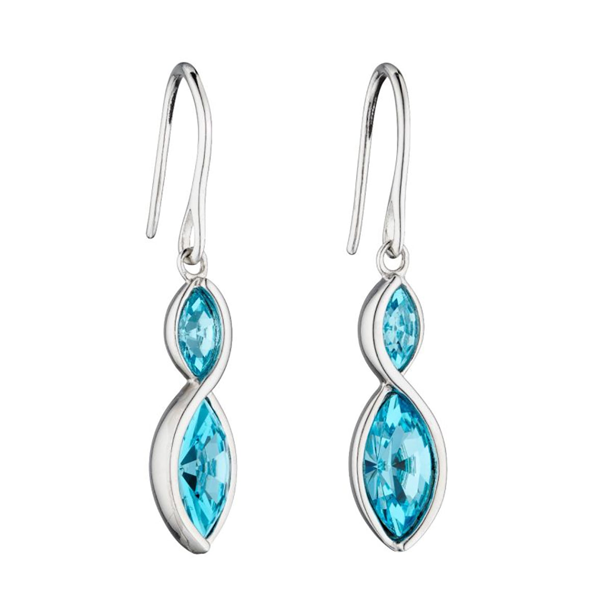 Fiorelli Navette Aqua Crystal Twist Drop Earrings
