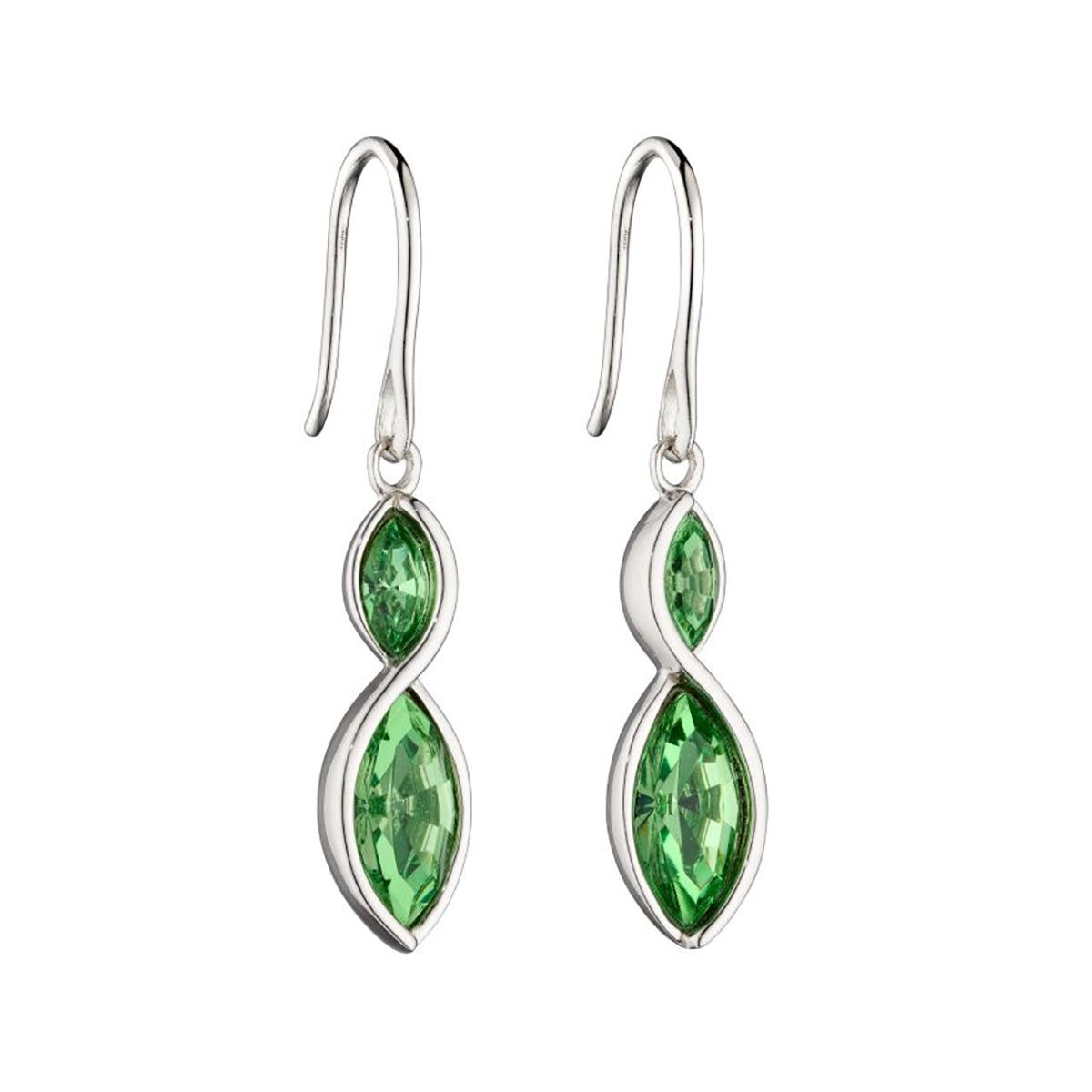 Fiorelli Navette Peridot Crystal Twist Drop Earrings