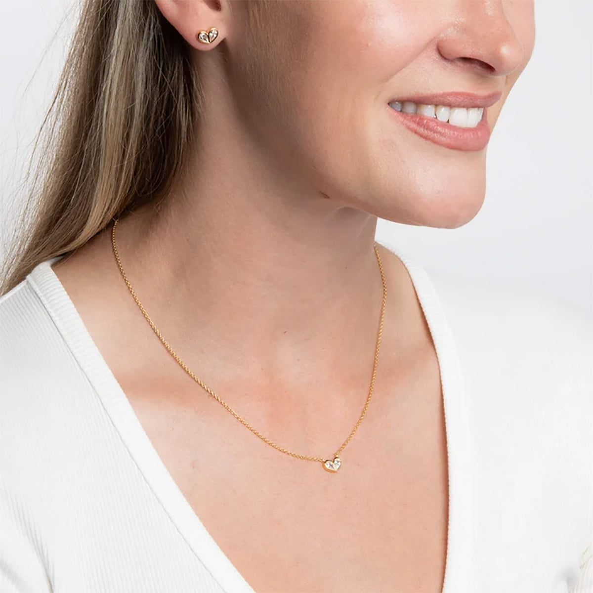 Sterling Silver & Gold Plated Cubic Zirconia Heart Necklace