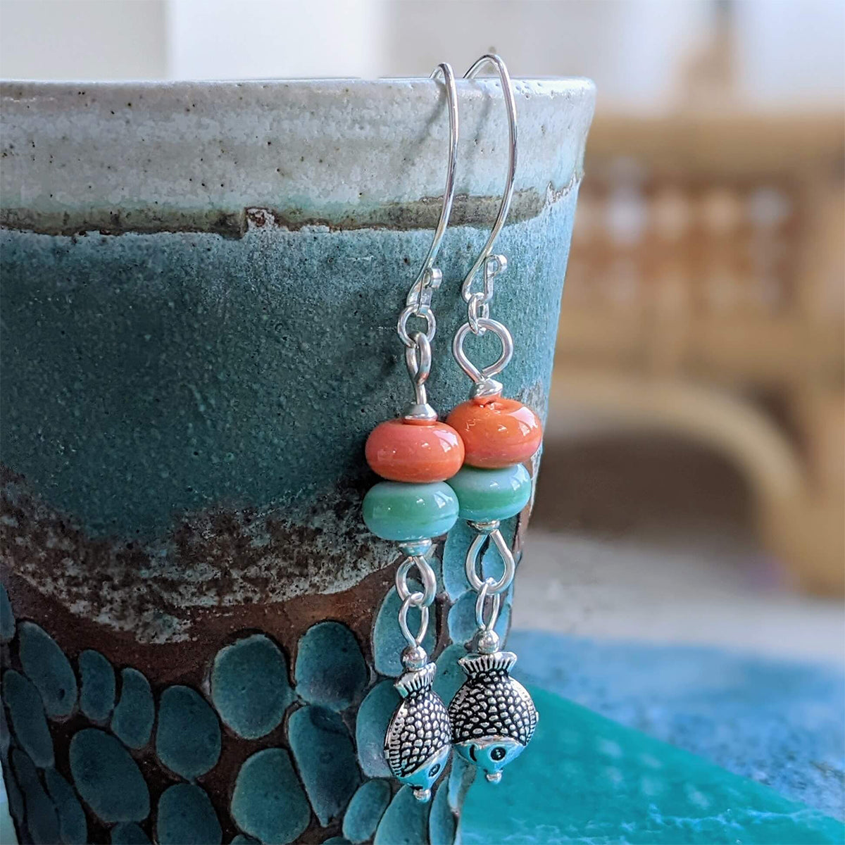 Beach Art Glass Fish of the Day Drop Earrings