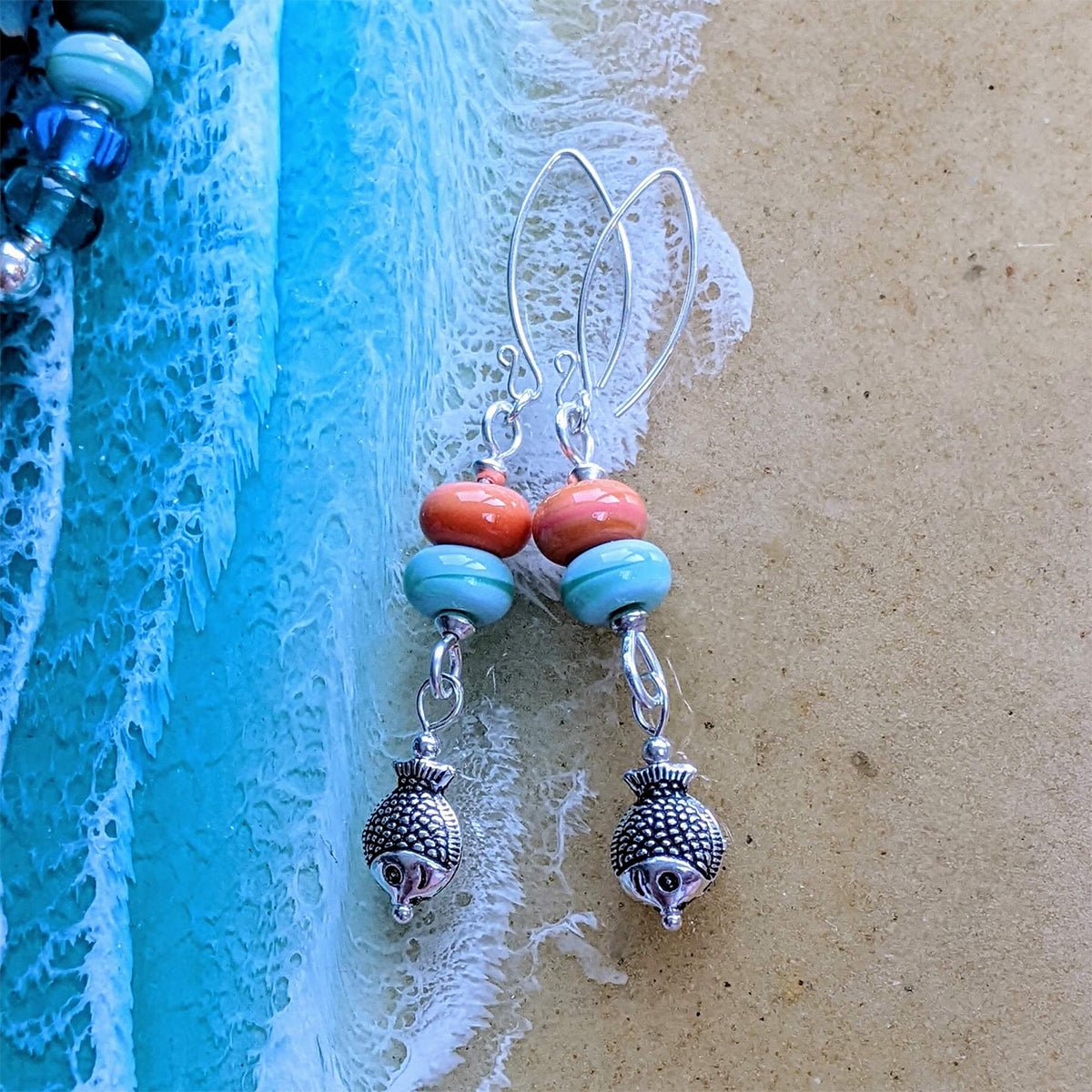 Beach Art Glass Fish of the Day Drop Earrings