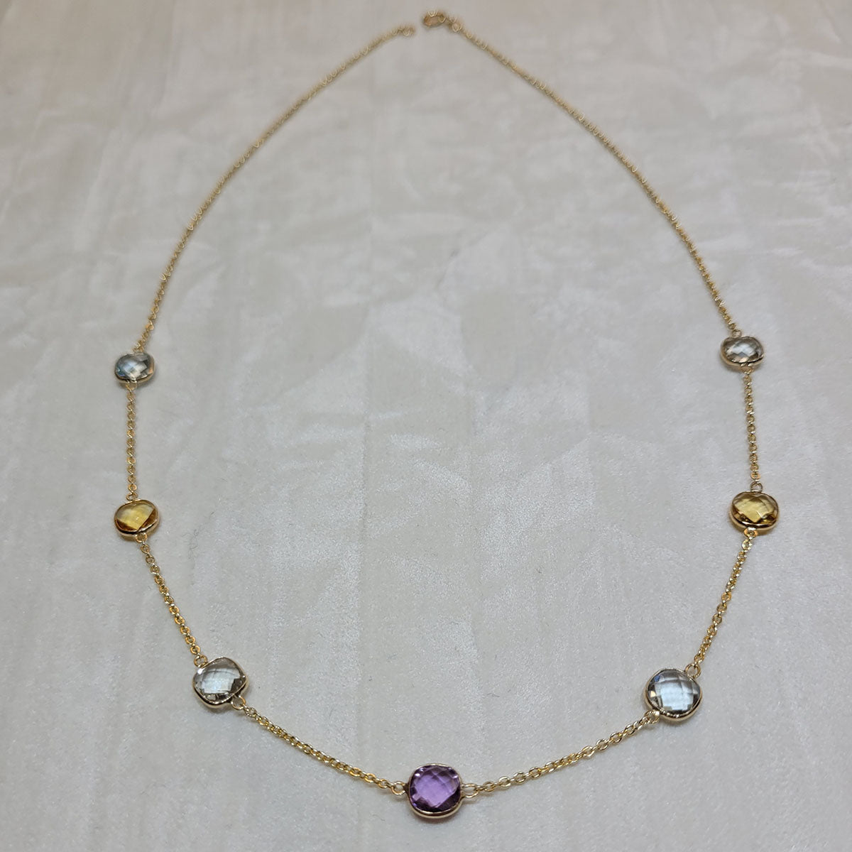 9ct Yellow Gold Gem Set Necklet