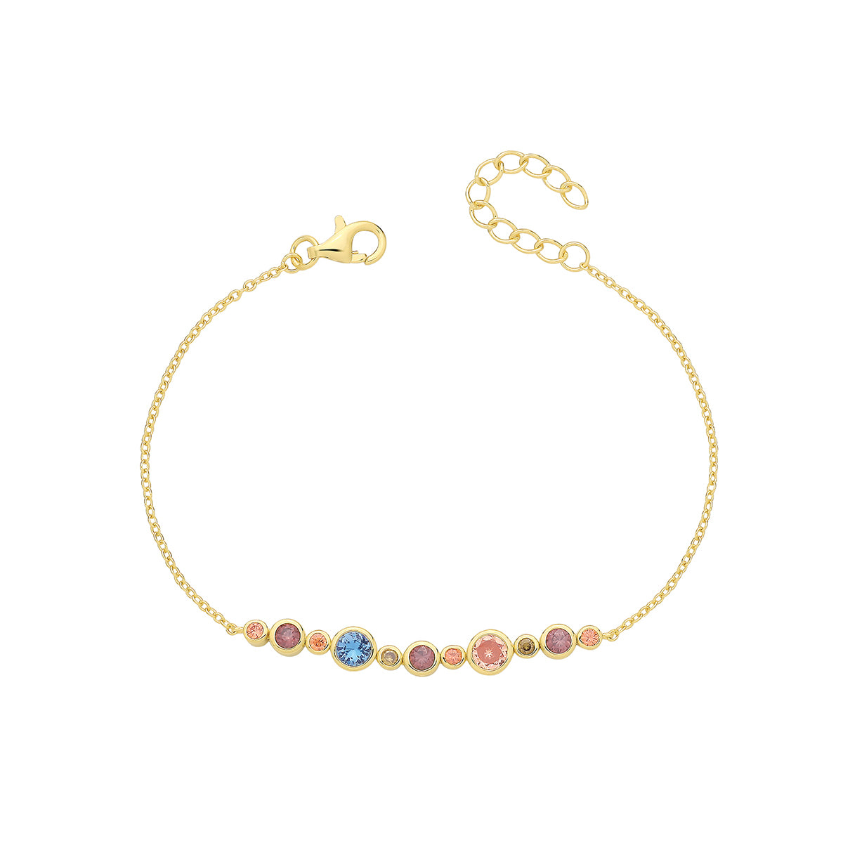 Sterling Silver & Gold Plated Multicoloured Cubic Zirconia Bracelet