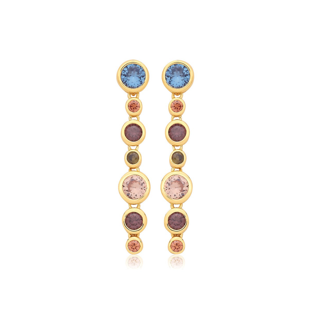 Sterling Silver & Gold Plated Multicoloured Cubic Zirconia Earrings