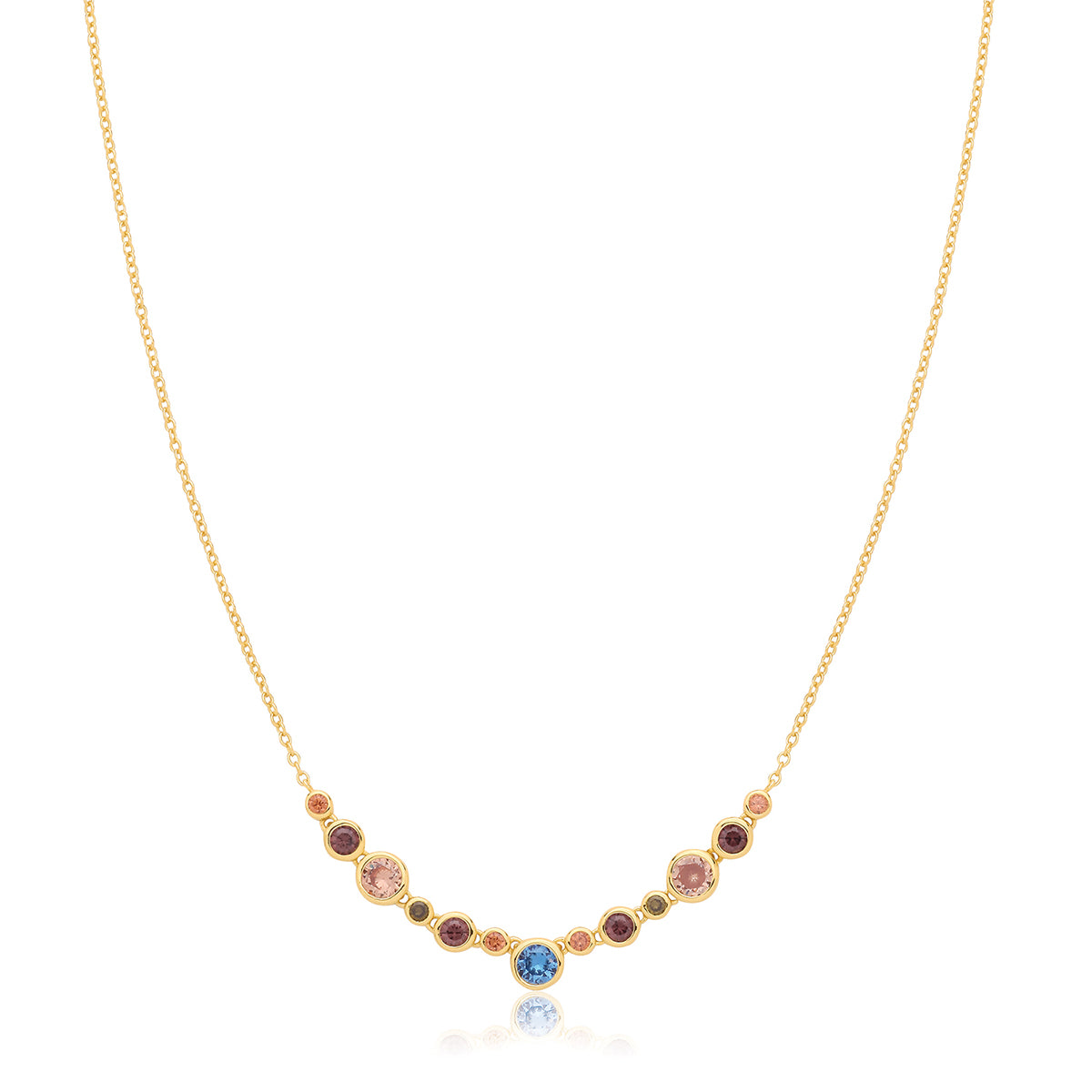 Sterling Silver & Gold Plated Multicoloured Cubic Zirconia Necklet