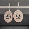 Handmade Silver Oval Sailing Boat Hoop Earrings