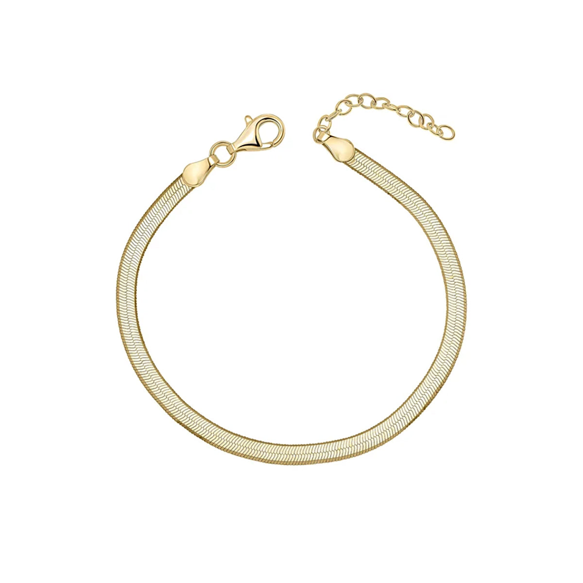 Sterling Silver & Gold Plated Flat Herringbone Chain Bracelet