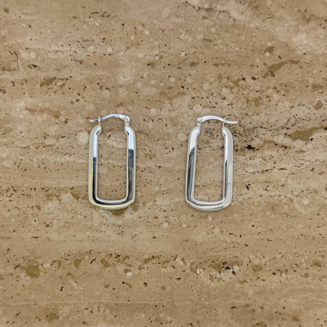 Sterling Silver Soft Rectangle Hoop Earrings
