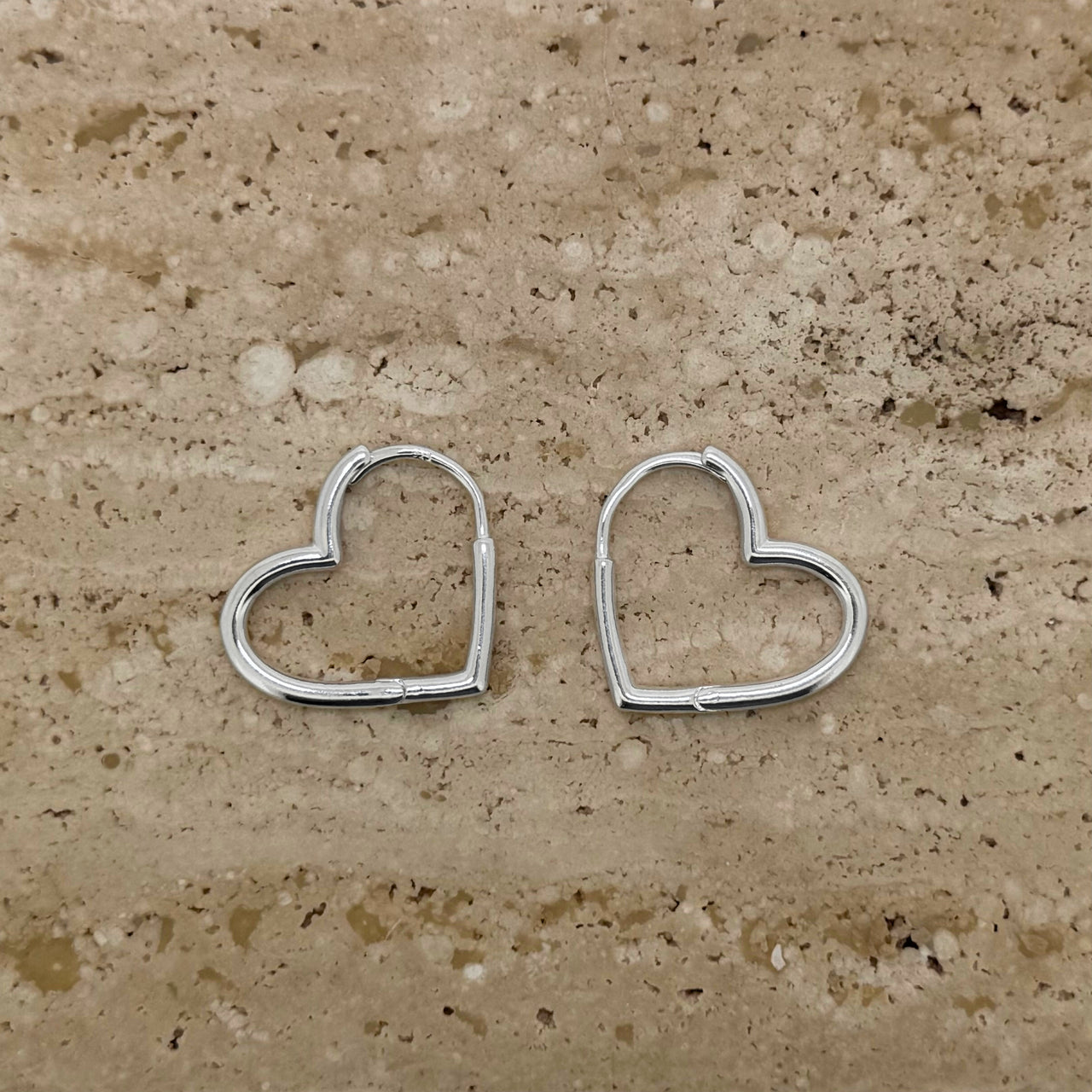 Sterling Silver Hinged Heart Hoop Earrings