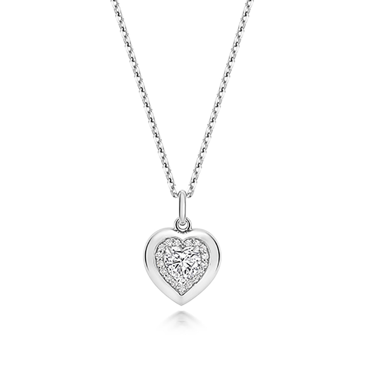 Sterling Silver Lab Grown Diamond 0.65ct Heart Necklace