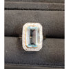 9ct Yellow Gold Large Blue Topaz & Diamond Rectangle Cluster Ring