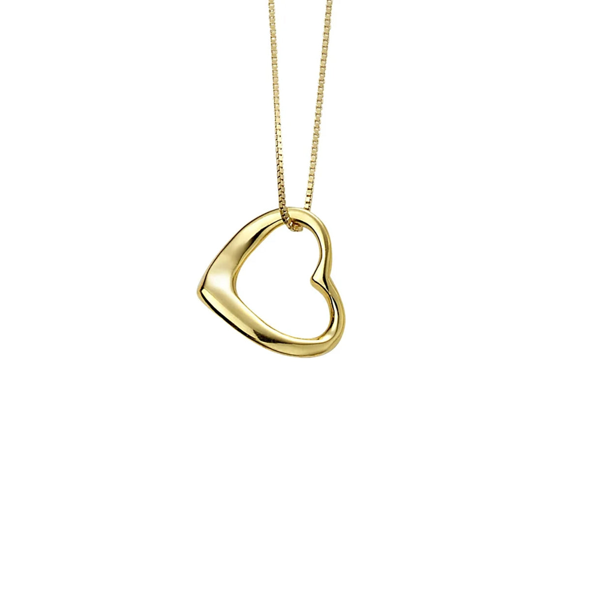Sterling Silver & Gold Plated Slip on Heart Pendant Necklace