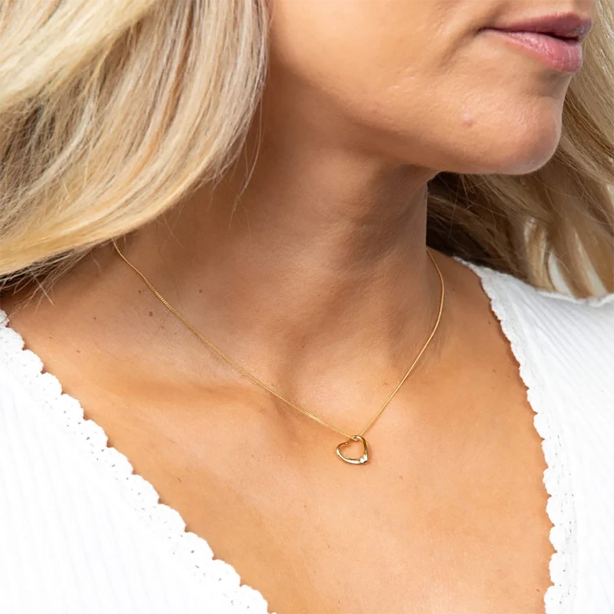 Sterling Silver & Gold Plated Slip on Heart Pendant Necklace
