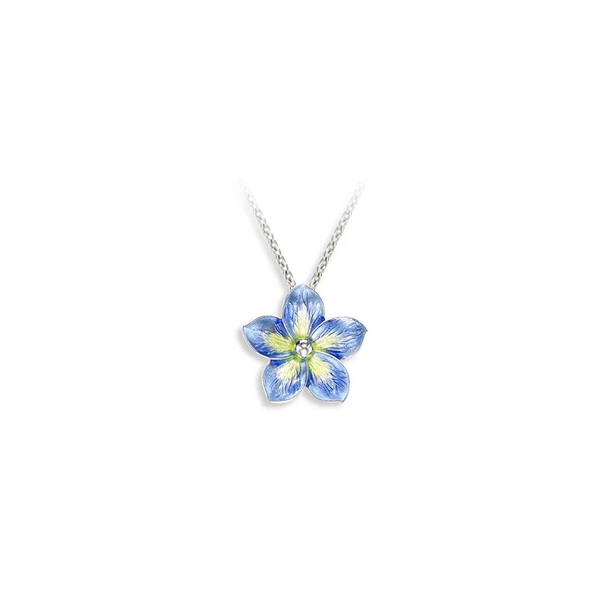 Nicole Barr Fine Enamel Blue Forget-Me-Not Necklace