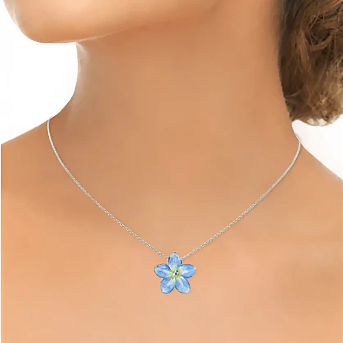 Nicole Barr Fine Enamel Blue Forget-Me-Not Necklace