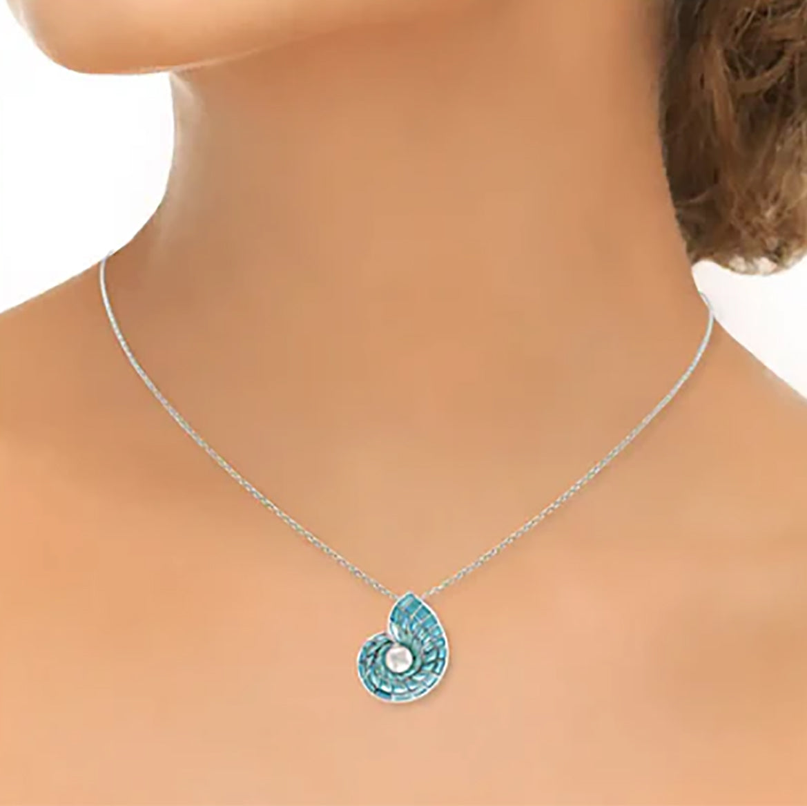 Nicole Barr Plique-a-Jour Nautilus Shell Necklace