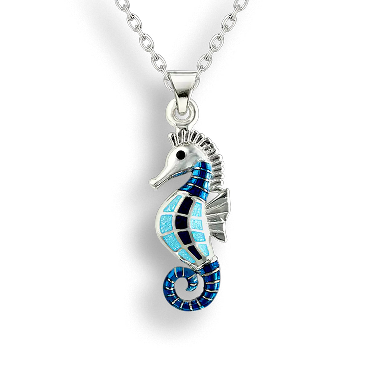 Nicole Barr Fine Enamel Blue Seahorse Pendant