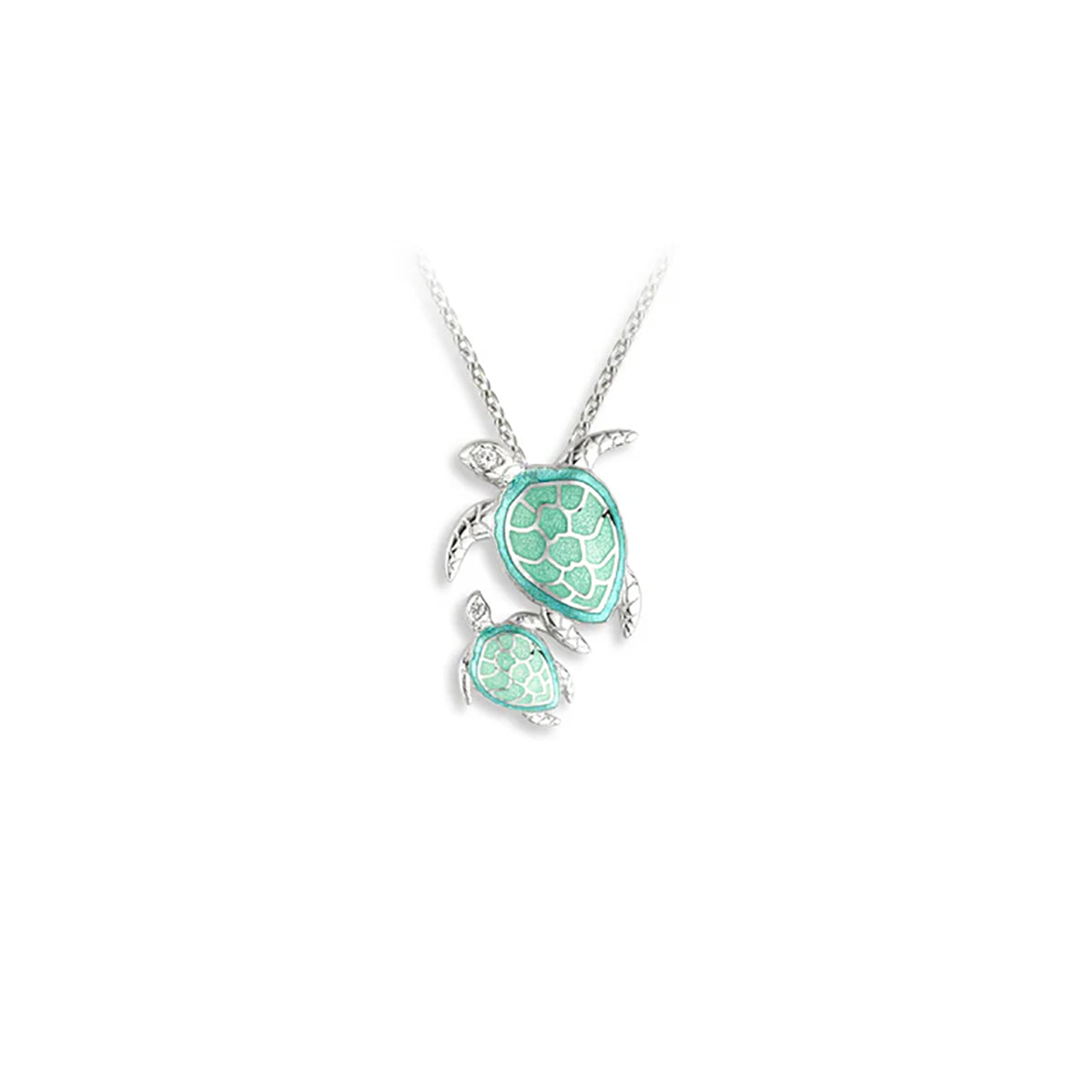 Nicole Barr Fine Enamel Double Green Turtle Pendant