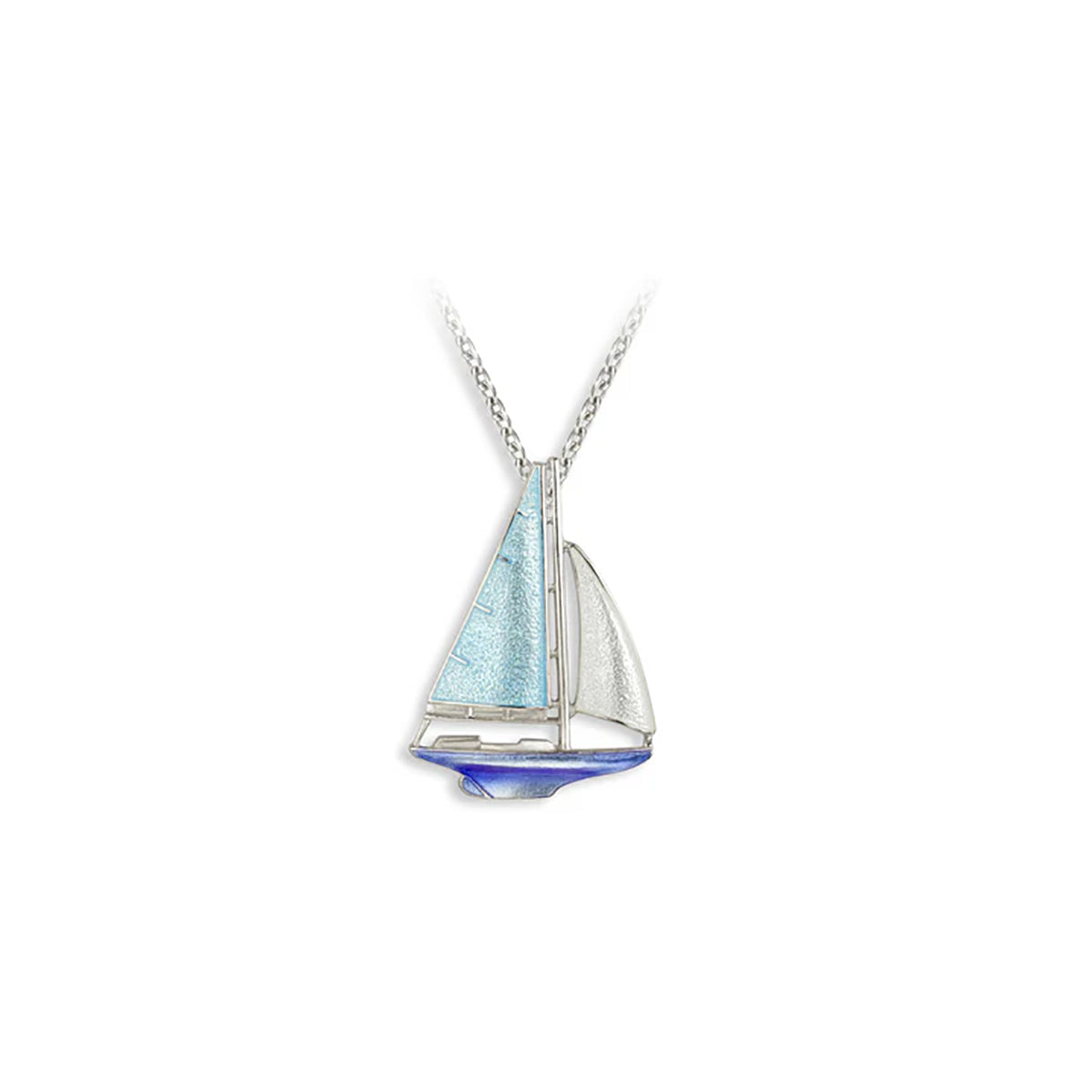 Nicole Barr Fine Enamel Blue Sailing Boat Necklace