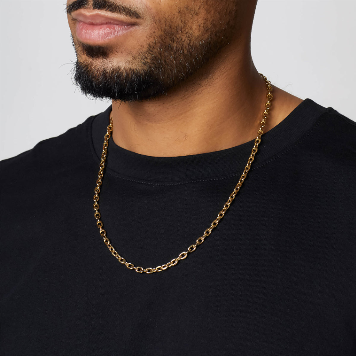 Stainless Steel & Gold Plated Cable Link Necklace