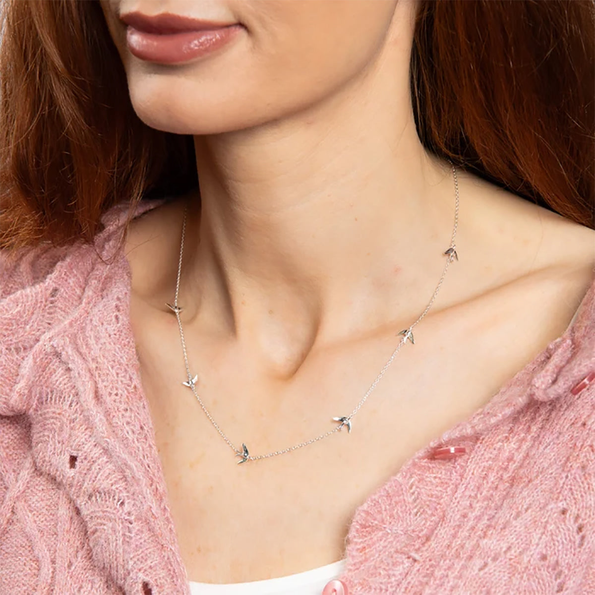 Laura Ashley Sterling Silver Blue Bird Station Necklace