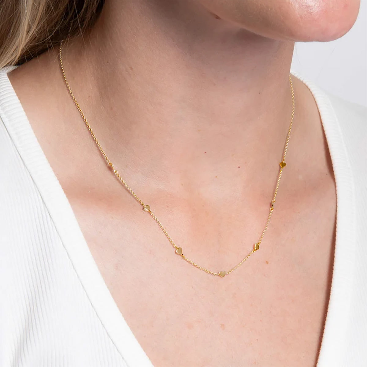 Sterling Silver & Gold Plated Heart Station Necklace