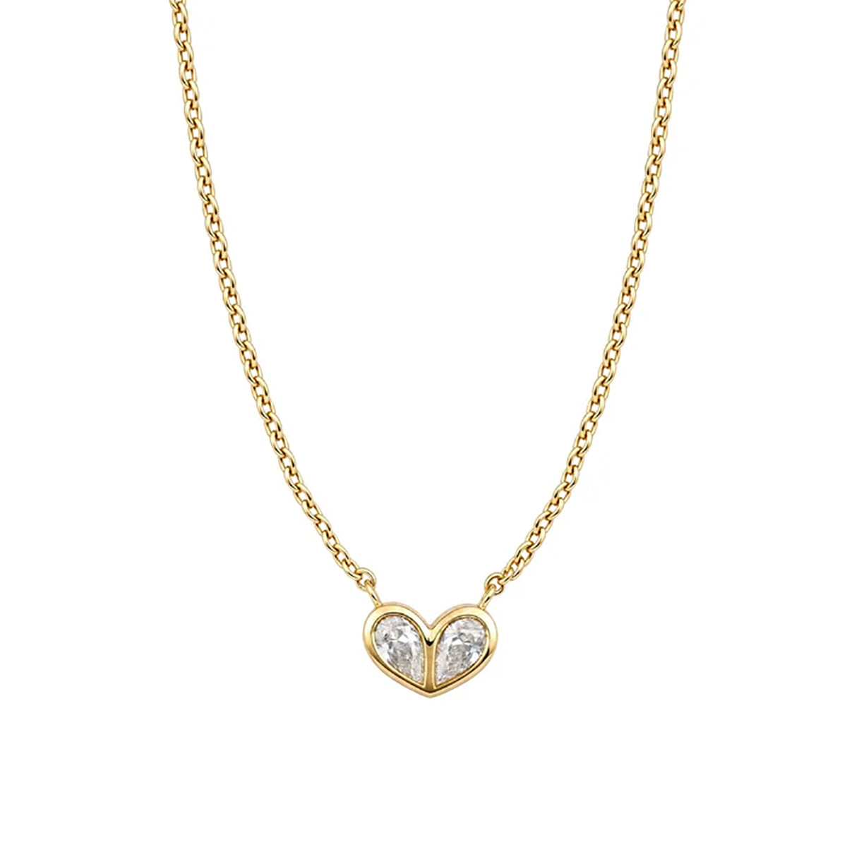 Sterling Silver & Gold Plated Cubic Zirconia Heart Necklace